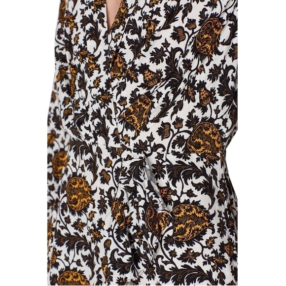 SANDRO Floral Print Long Sleeve V-Neck Faux Wrap Tiered Ruffle Mini Dress 6 - Picture 12 of 16